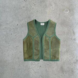 Vintage green suede leather vest